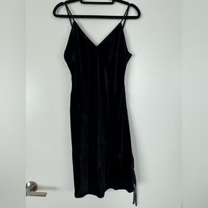 Gold Hawk - $300 Black Velvet Ruched Dress - Size S